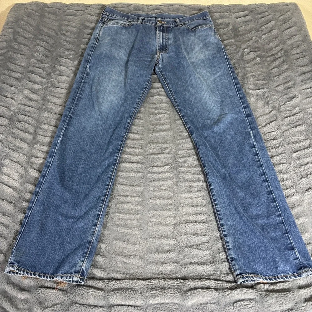 Levis 504 Regular Straight Leg Jeans Mens 36x32 Blue Medium Wash Denim AR456